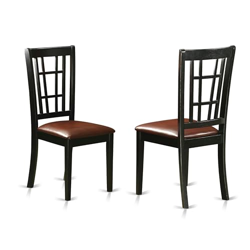 Nicoli 39" Faux Leather Dining Chairs in Black (Set of 2)