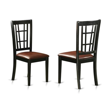 Nicoli 39" Faux Leather Dining Chairs in Black (Set of 2)