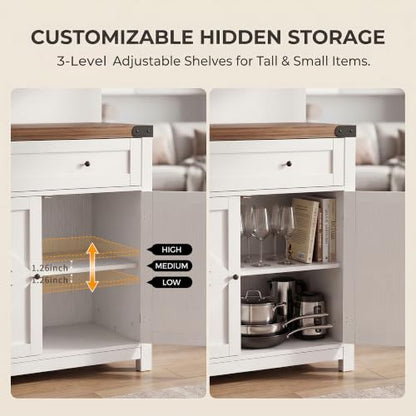 Kitchen Storage Coffee Bar Accent Cabinet, White&Brown, 1PCS, view 5