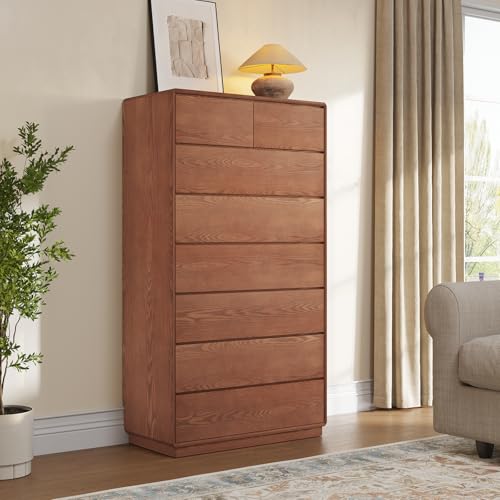 Solid Wood Dresser, 62.3" Tall Dresser Chest of Drawers, Brown, view 5