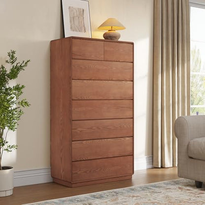 Solid Wood Dresser, 62.3" Tall Dresser Chest of Drawers, Brown, view 5