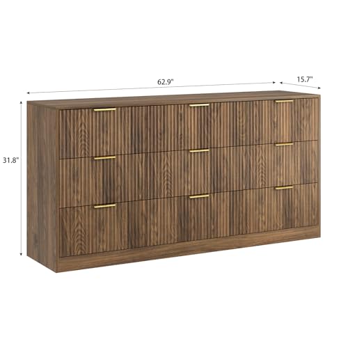 9 Drawer Fluted Dresser for Bedroom with Deep Drawers, view 3