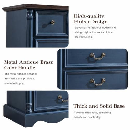 Farmhouse 6 Drawers Dresser, 47" High, Blue, view 6