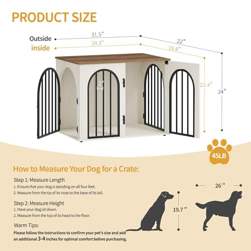 31.5'' Dog Crate Furniture,Dog Kennel Indoor for Small/Medium Dogs, view 3