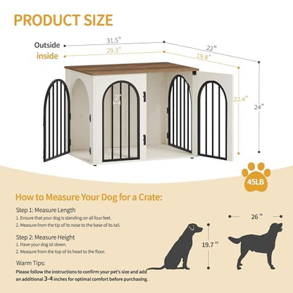 31.5'' Dog Crate Furniture,Dog Kennel Indoor for Small/Medium Dogs, view 3