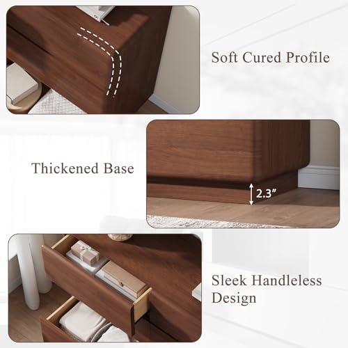 Walnut 6 Drawer Dresser for Bedroom, 47" Wide Chest of Drawers, view 6