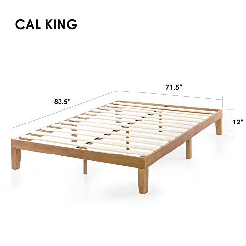 Naturalista Classic 12 Inch Solid Wood Platform Bed with Wooden Slats, Cal King, view 3