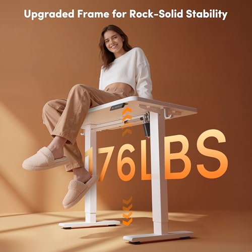 32" Small Electric Standing Desk Height Adjustable Desk, White, view 5