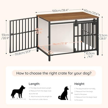 Dog Crate Furniture with Sliding Barn Door, view 6