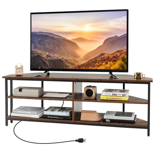 Corner TV Stand for TVs up to 65”, TV Console Table w/AC Outlets, USB A Ports, view 6