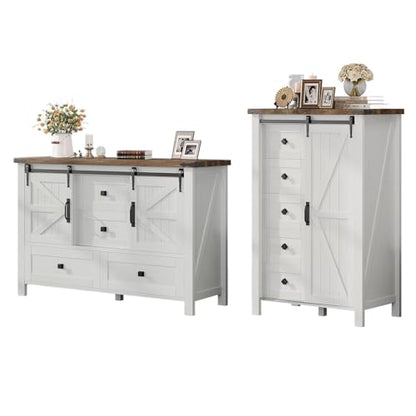 2PCS Farmhouse Dresser Set with Sliding Barn Doors, view 2