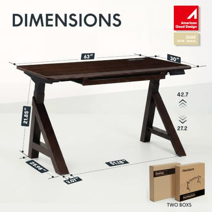 FLEXISPOT 63 x 30 Inch WoodiX Solid Wood Executive Standing Desk, Walnut, view 3