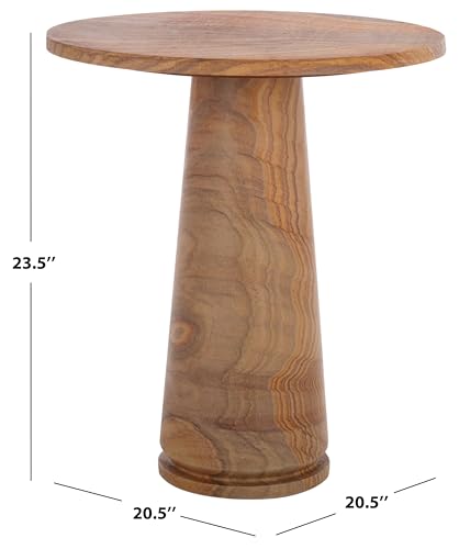 SAFAVIEH Furniture - Valentia Tall Marble Accent Table - Brown - Marble Top - Glam Stone Pedestal Design - Ideal for Living Room, Entryway, Dining Room, 20.5" W x 20.5" D x 23.5" H (SFV9703G)