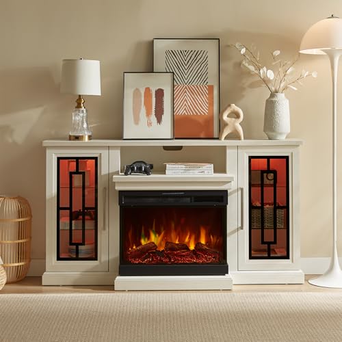 59 Inch LED TV Stand with 3-Side Glass Fireplace, view 7