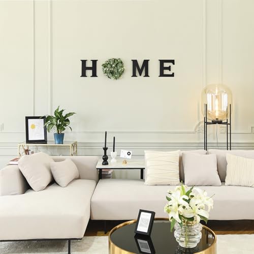 Farmhouse Wall Home Sign with Artificial Eucalyptus for O Rustic Wooden Hanging Letters Decorative Wall Art Decor for Living Room Kitchen Entryway Housewarming Gift, Black