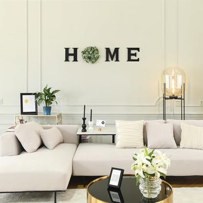 Farmhouse Wall Home Sign with Artificial Eucalyptus for O Rustic Wooden Hanging Letters Decorative Wall Art Decor for Living Room Kitchen Entryway Housewarming Gift, Black
