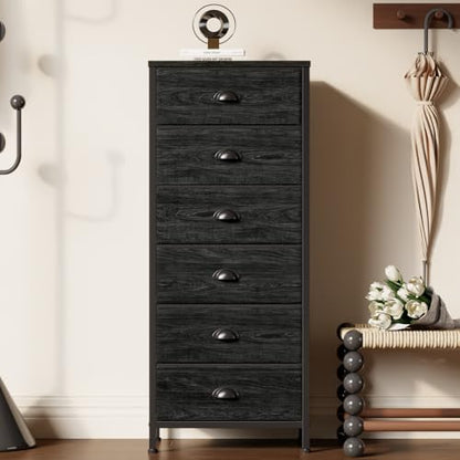 Black Dresser for Bedroom, Tall Fabric Chest of Drawers, view 3