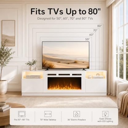 70" Fireplace TV Stand for TVs Up to 80", view 7