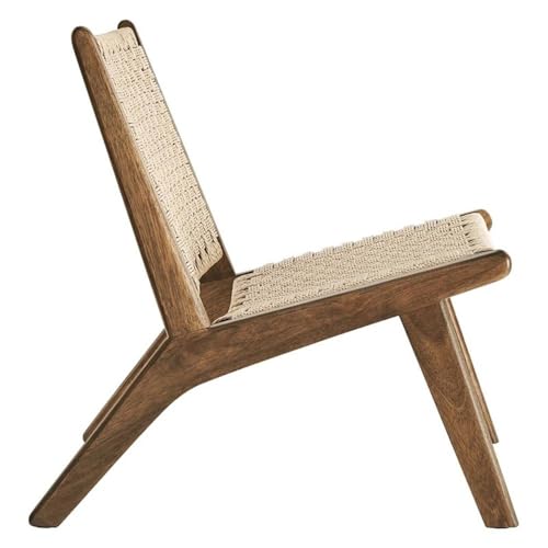 Saoirse Woven Rope Wood Accent Lounge Chair in Walnut Natural