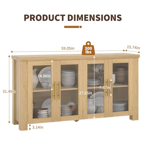 59" Buffet Cabinet with Storage, view 3