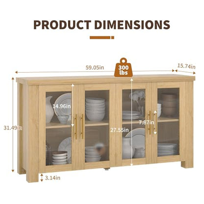 59" Buffet Cabinet with Storage, view 3