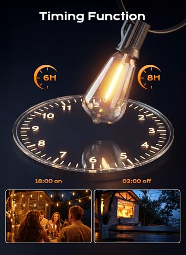 100FT Outdoor-String-Lights with Remote, Shatterproof ST38 LED Bulbs, view 5