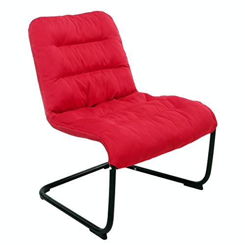 Durable Metal Modern Chair with Soft Comfortable Cushion, Red - Ideal for Bedrooms, Living Rooms, Dorms, Indoor Spaces, Accent and Lounging