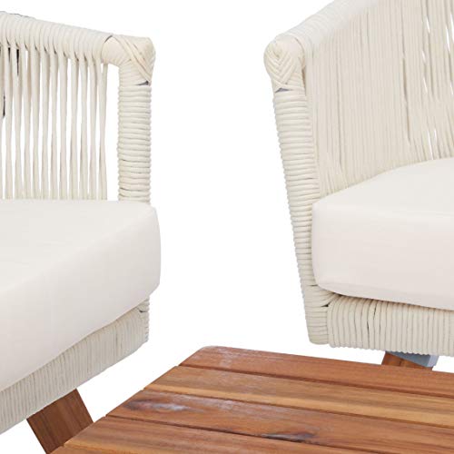 SAFAVIEH Outdoor Collection Velso Beige/Beige/Natural Solid Wood 4-Piece, view 6