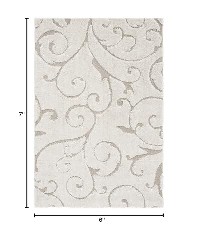 SAFAVIEH Florida Shag Collection Area Rug - 5'3" x 7'6", Cream & Beige, Scroll Design, Non-Shedding & Easy to Clean, High-Low Plush Pile, Ideal for Living Room, Bedroom, Dining Space (SG455-1113)