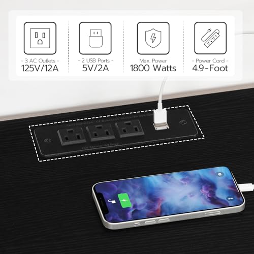 LED TV Stand for 75 Inch TVs with Charging Station, view 5