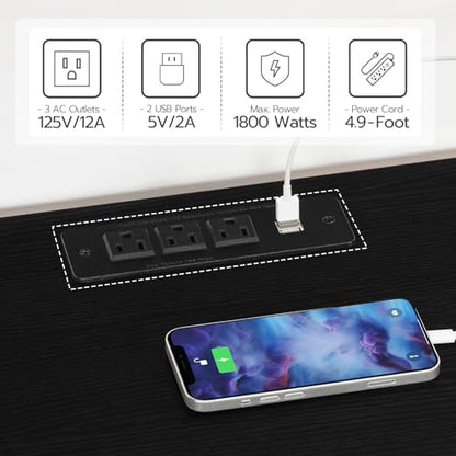 LED TV Stand for 75 Inch TVs with Charging Station, view 5