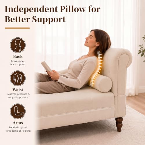 Chaise Lounge Chair with Armrest & Lumbar Pillow, Upholstered Sofa, view 5