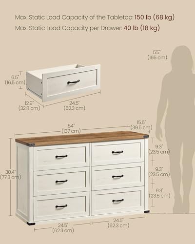 Modern 6-Drawer Dresser, Clothes Storage Cabinet, view 3