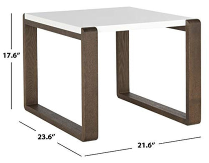 Safavieh Home Collection Bartholomew Mid-Century Modern White and Dark Brown End Table