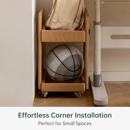 2-Tier Small Rolling Bookshelf Cart with Wheels, view 7