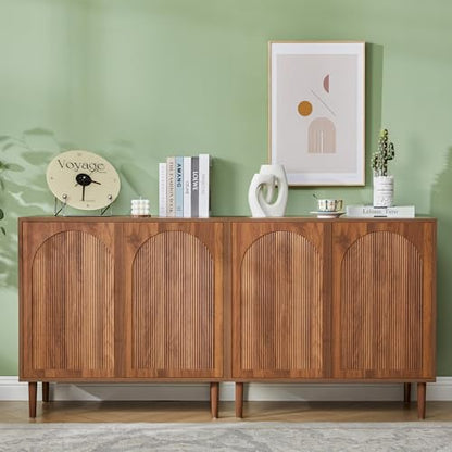 31.5” Walnut Sideboard Buffet Cabinet with Storage Set of 3, view 5