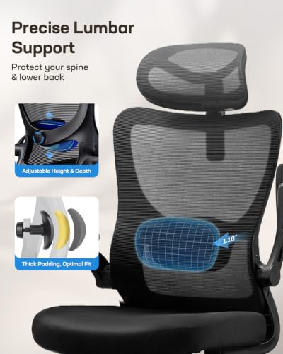 Ergonomic Office Chair with 3D Armrests and Lumbar Support, view 5