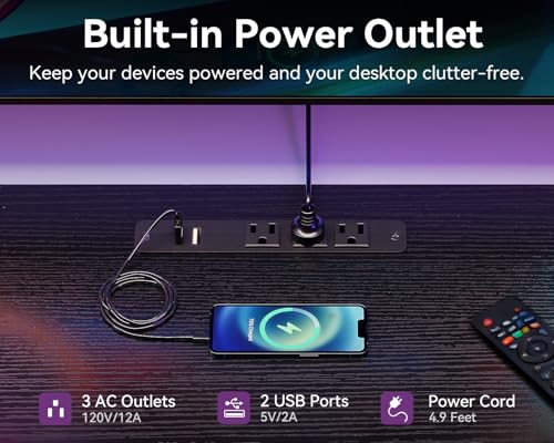 LED TV Stand for 50–65 Inch TVs with Power Outlets & RGB Ligths, view 6