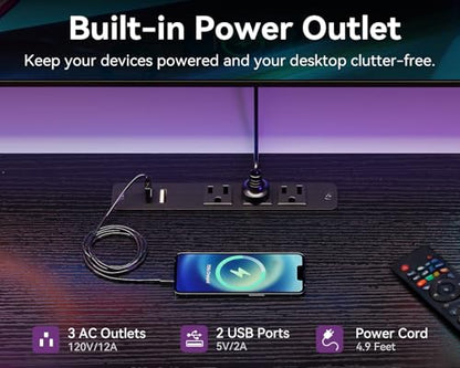 LED TV Stand for 50–65 Inch TVs with Power Outlets & RGB Ligths, view 6