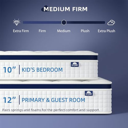 Medium Firm Hybrid Mattress, Bed in a Box, Full Mattress 12 Inch, view 6