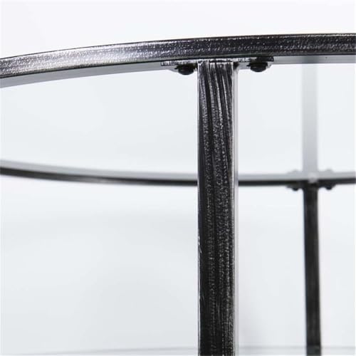 SEI Furniture Jaymes Round Glass Top Coffee Table in Black