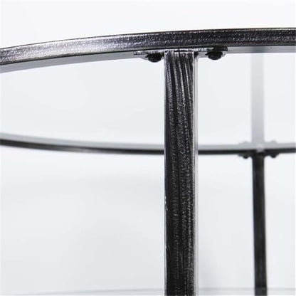 SEI Furniture Jaymes Round Glass Top Coffee Table in Black