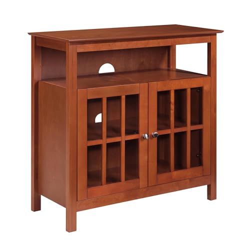 Big Sur Highboy TV Stand 36" - Modern Entertainment Center For TVs up to 40", Storage Cabinet for Dining, Living Room, & Entryway, Console Hall Table with Shelves, Cherry