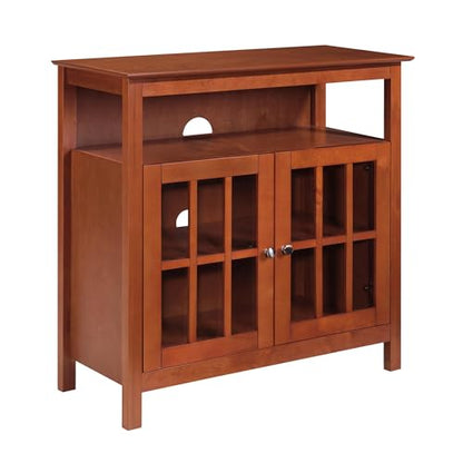 Big Sur Highboy TV Stand 36" - Modern Entertainment Center For TVs up to 40", Storage Cabinet for Dining, Living Room, & Entryway, Console Hall Table with Shelves, Cherry