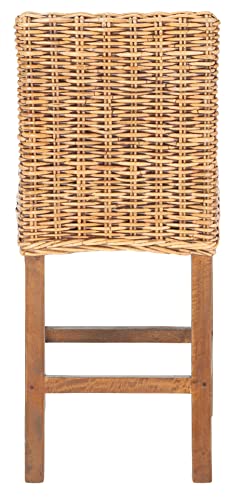 SAFAVIEH Furniture - Tobie Rattan Counter Stool - 23.62" Seat Height - White-Washed - Mango Wood - Coastal Rattan-Seat Design - Ideal for Kitchen, Bar Area, Dining Room - Fully Assembled (BST6501C)