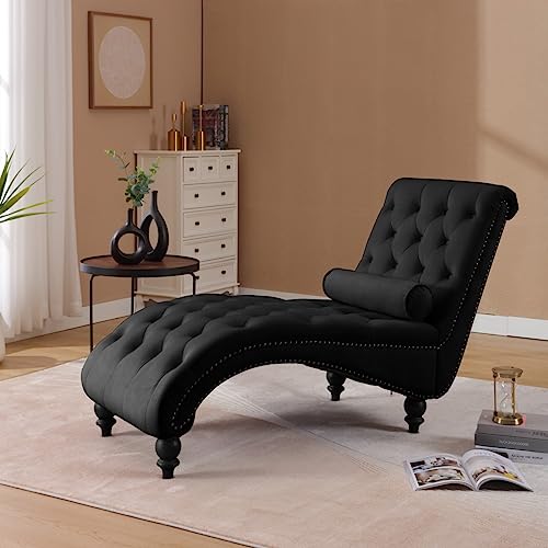 Chaise Lounge Chair Indoor, Button-Tufted Bedroom Lounge Chair, view 6