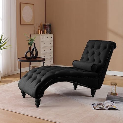 Chaise Lounge Chair Indoor, Button-Tufted Bedroom Lounge Chair, view 6