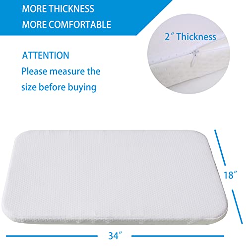 Baby Bassinet Mattress, 100% Breathable Cover, Water Resistant Lining, Rectangle 34x18x2 Fit for Cowiewie/Cuddor/bicystar/Baby Trend Bassinet