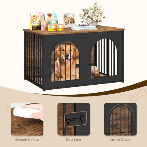 37.4" Dog Crate Furniture Foldable, Assembly-Free Dog Kennel, view 8
