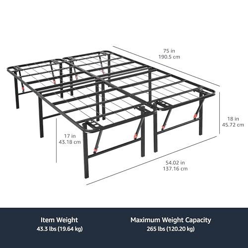 Bed Frame with Storage, Foldable Metal Platform, Sturdy Steel, view 4